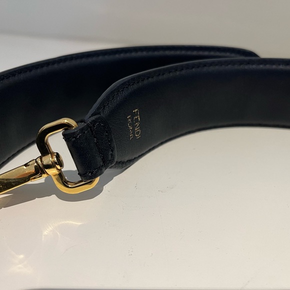Fendi Strap You black leather and gold stud strap - Picture 3 of 6